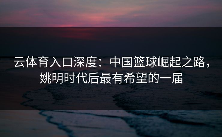 云体育入口深度：中国篮球崛起之路，姚明时代后最有希望的一届  第1张